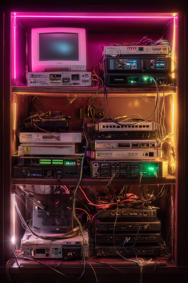 Closet rack of mismatched gear